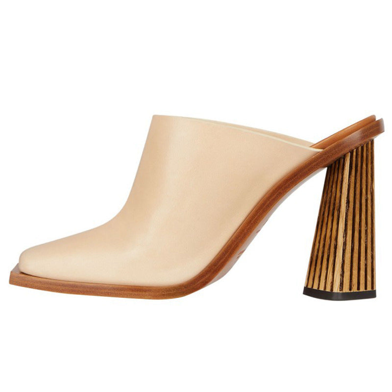 Demi-pantoufles paresseuses à bout carré et talon profilé