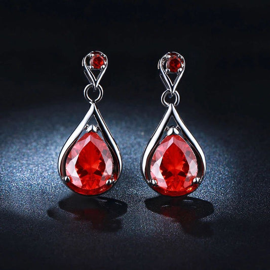 Boucles d'oreilles tendance européennes et américaines, boucles d'oreilles en Zircon rouge