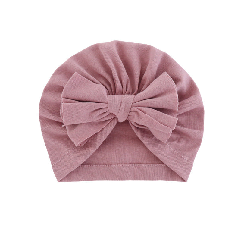 Chapeau à capuche avec turban enveloppé de nœud papillon, chapeau de couleur unie