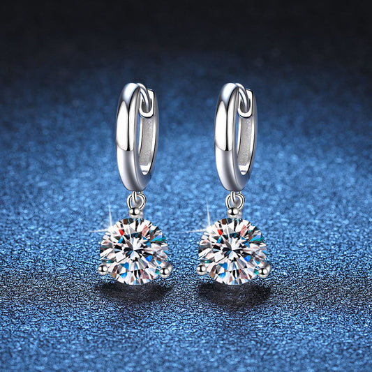 Boucles d'oreilles en argent Sterling S925 européennes et américaines, Moissanite
