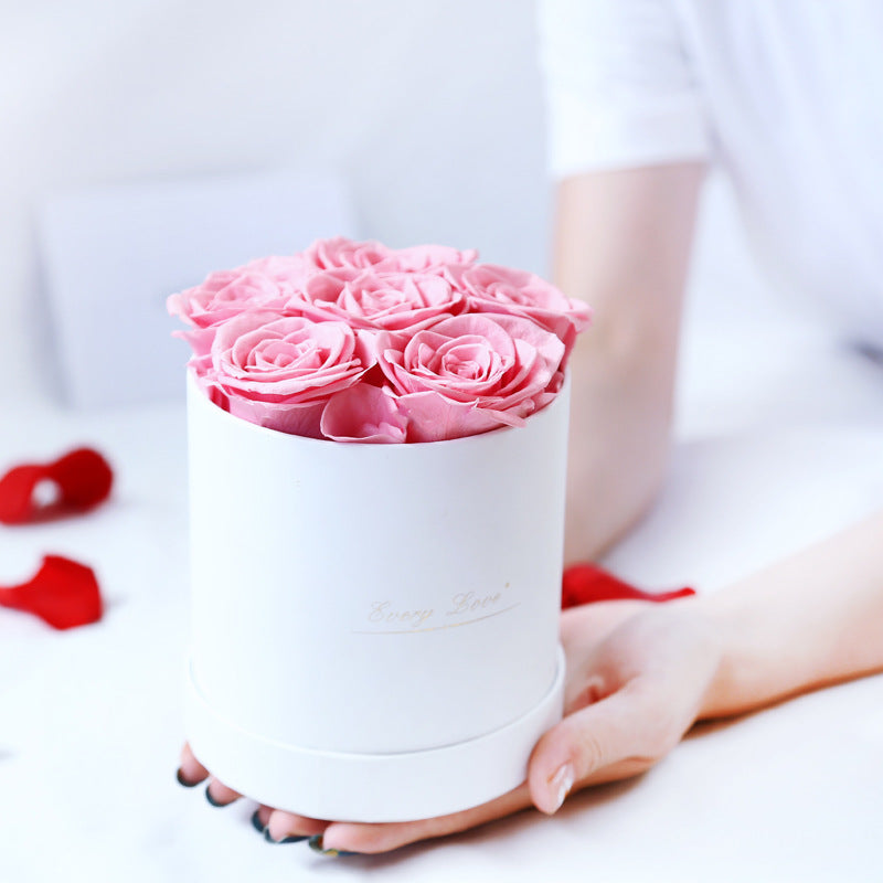 Fleur de vie éternelle Rose immortelle avec seau à câlin, cadeau romantique pour la saint-valentin