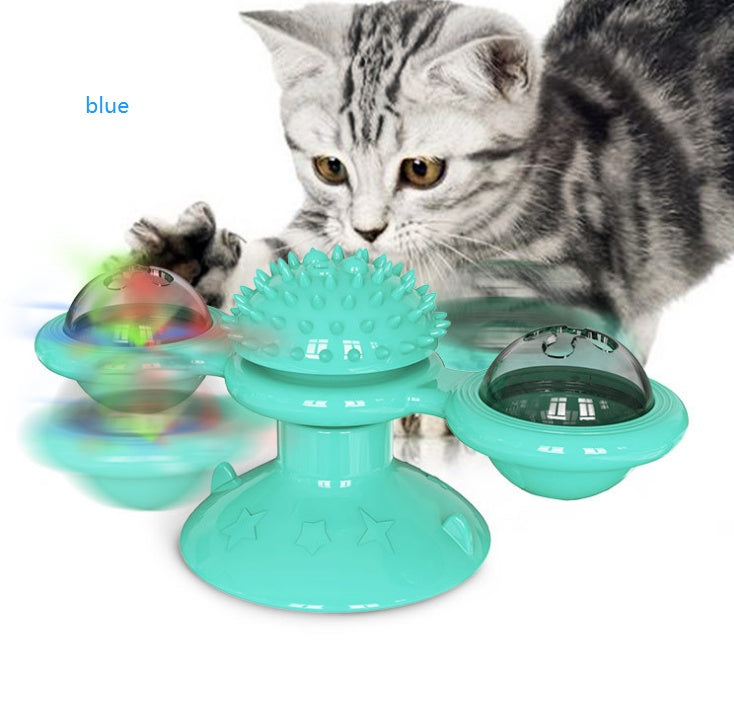 Moulin à vent rotatif pour chat, jouets multifonctions, dispositif de grattage des démangeaisons, jouet brillant pour dents