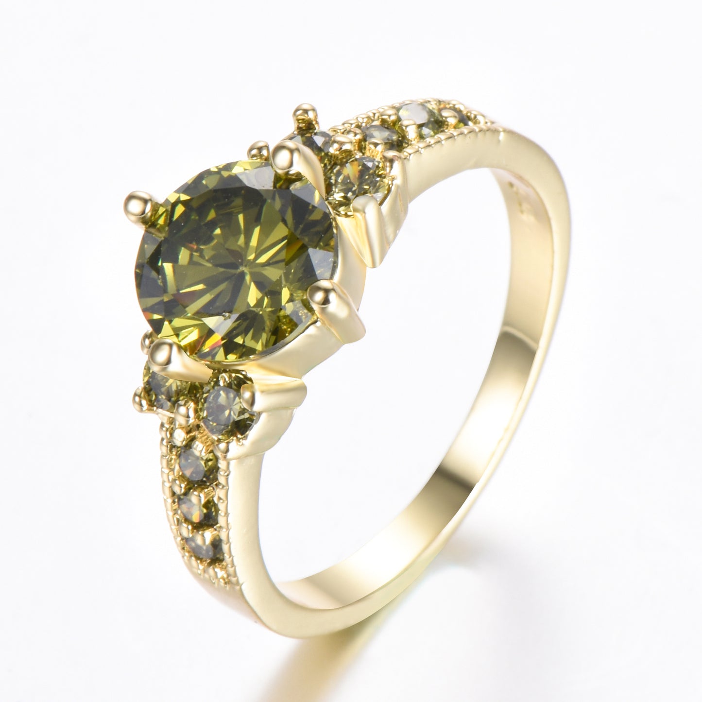 Bague ronde à quatre griffes en zircon et strass