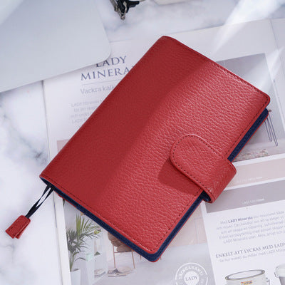 Cuaderno de cuero con patrón de lichi, capa principal de piel de vaca, diario de hojas sueltas A6