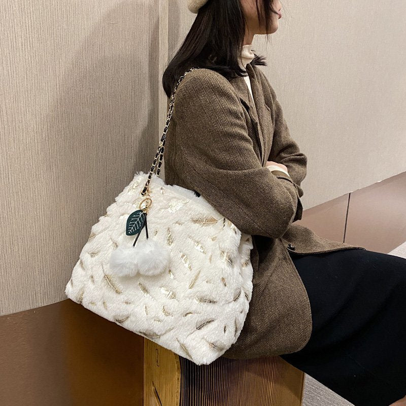 Women's Fashion Casual Plush Chain Shoulder Messenger Bag