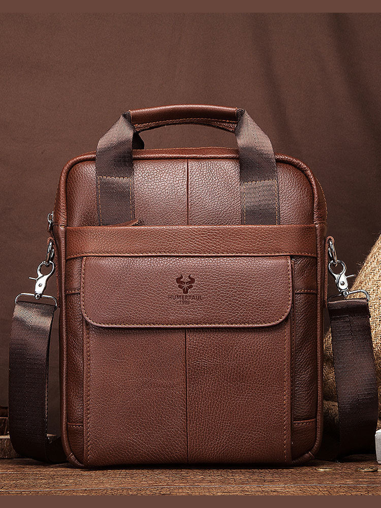 Sac messager d'affaires en cuir véritable pour hommes Hummer Business Commute