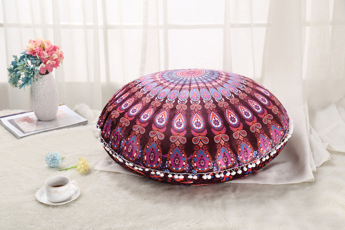 Oreillers de sol Mandala colorés, Ottoman rond, coussin de méditation bohème, Pouf