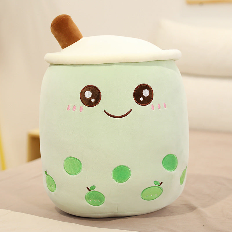 Peluche de boisson aux fruits, mignonne, douce, fraise, lait, thé, tasse de thé Boba, jouet bulle de thé, oreiller, coussin, cadeau pour enfants