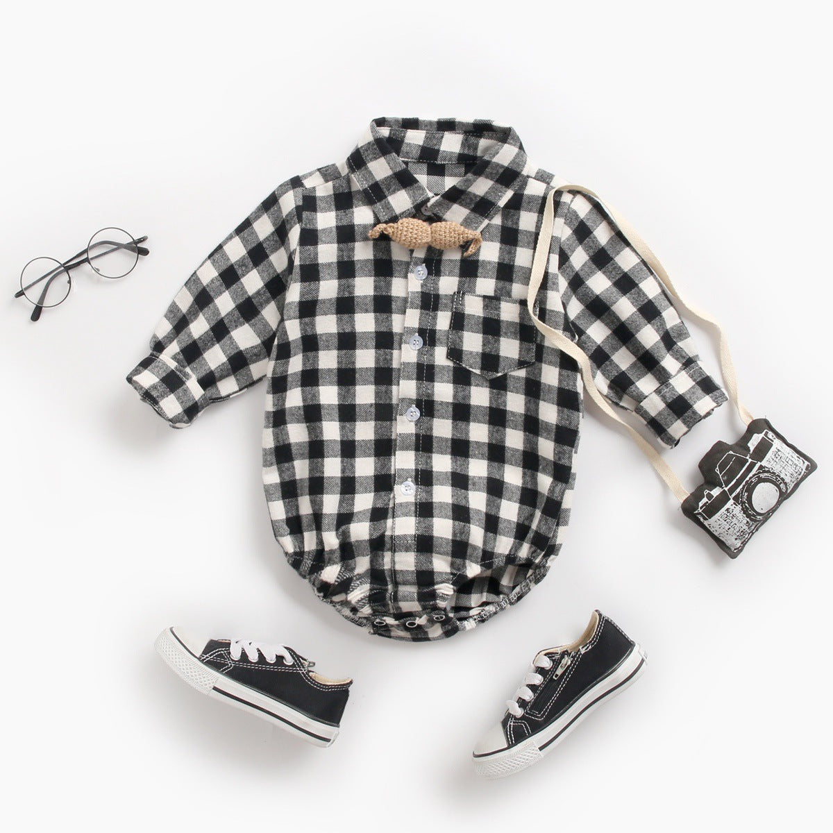 Ropa infantil Otoño e Invierno Plaid Baby Boy Romper 