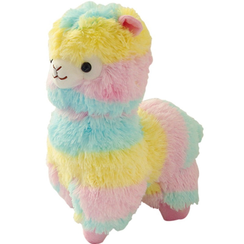 Peluche poupée alpaga arc-en-ciel