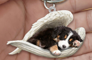 New Unique Dogs And Cats Sleeping Angel Pendant Car Key Ring
