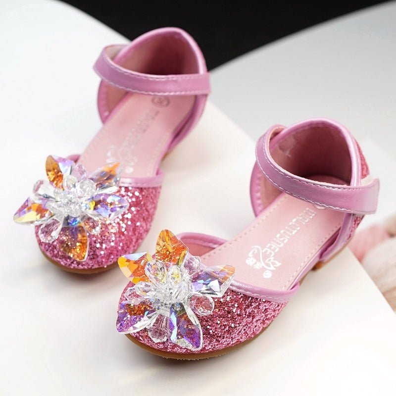 Chaussures en cristal pour filles, chaussures simples en strass