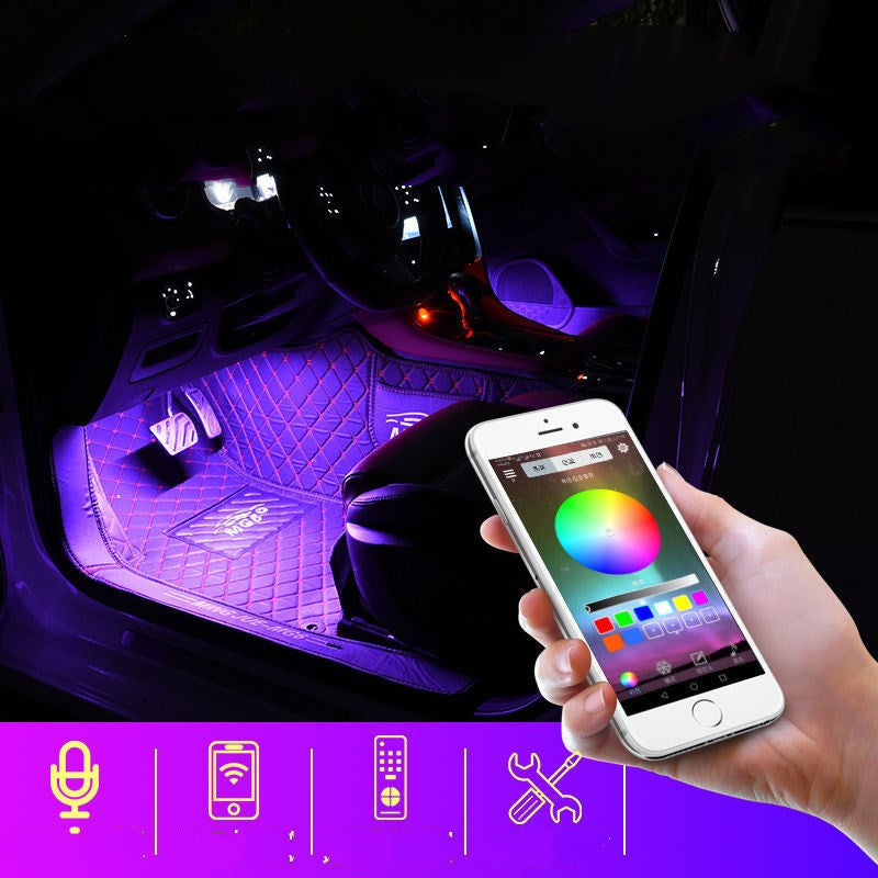 Modificación interior del coche de la luz del ritmo de la música del control de voz del USB