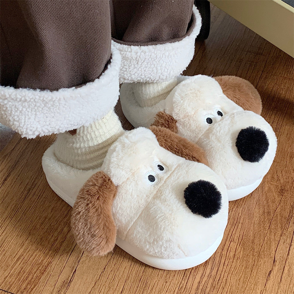 Pantoufles en coton avec embout en peluche pour chien et femme