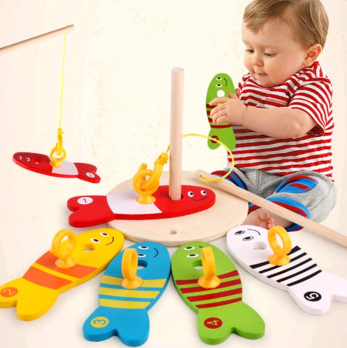 Jouets de pêche éducatifs créatifs pour enfants en bois bébé petite enfance enseignement anneau d'eau jouets en bois