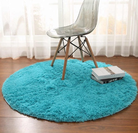 Tapis rond moelleux en fausse fourrure pour décoration de salon, Long tapis en peluche pour chambre d'enfants, tapis moderne à poils longs