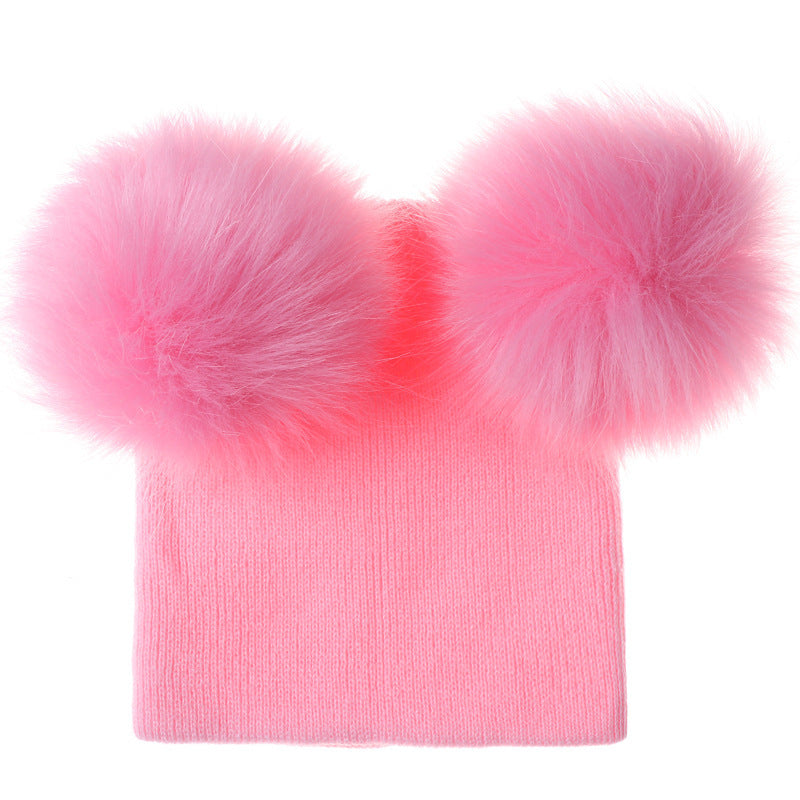 Mikkie Fur Hat Gorro de punto de dos ovillos para niño