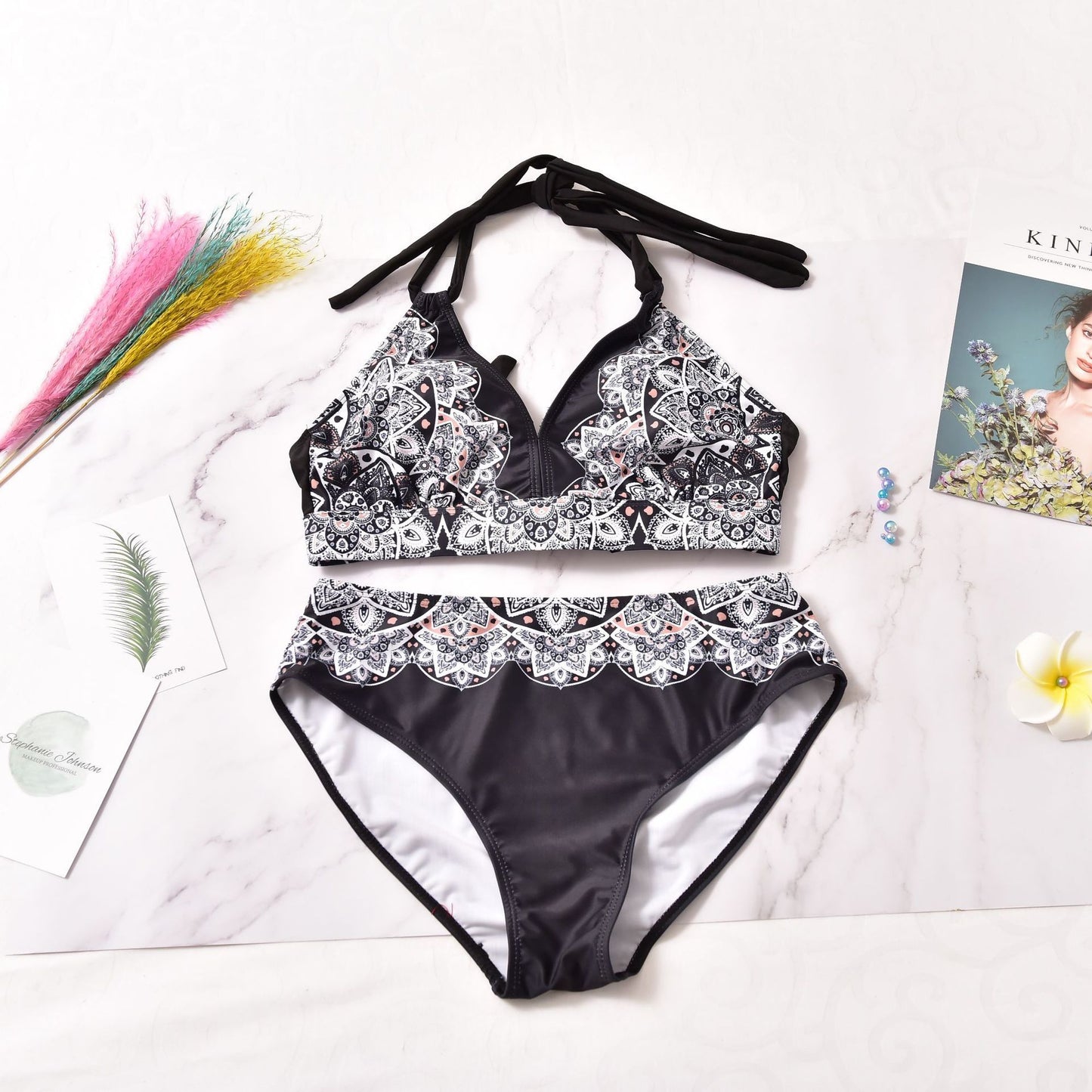 Bikini fendu imprimé