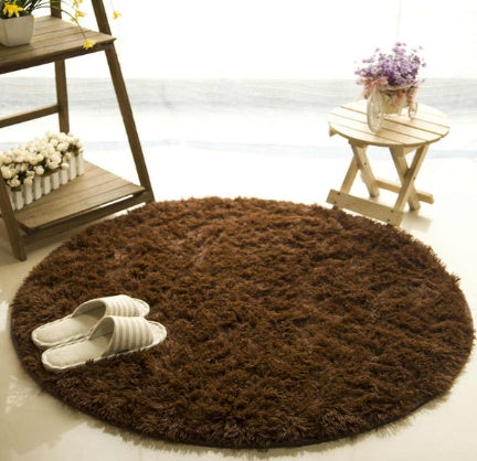 Tapis rond moelleux en fausse fourrure pour décoration de salon, Long tapis en peluche pour chambre d'enfants, tapis moderne à poils longs