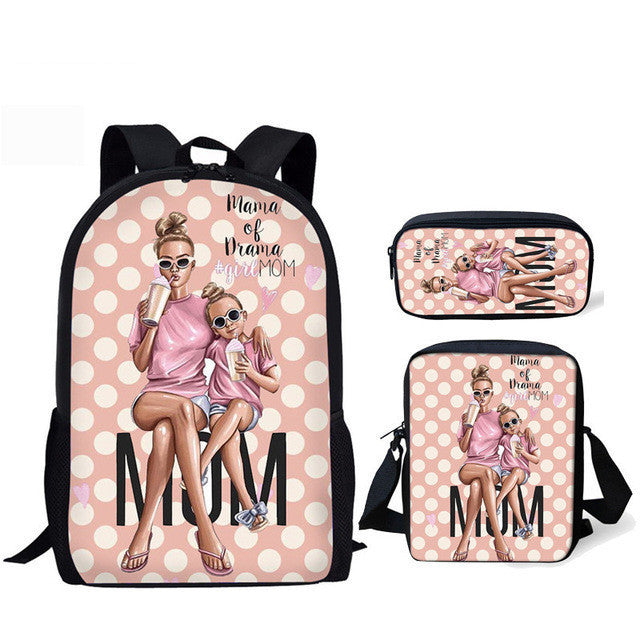 Sac diagonal pour sac à dos étudiant imprimé en trois pièces
