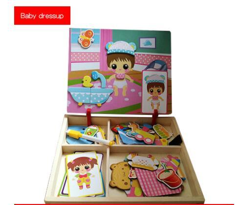 Puzzle magnétique amusant Montessori, boîte de Puzzle en bois pour enfants, jeu de dessin animé, peinture éducative, jouets pour enfants, cadeau anti-stress