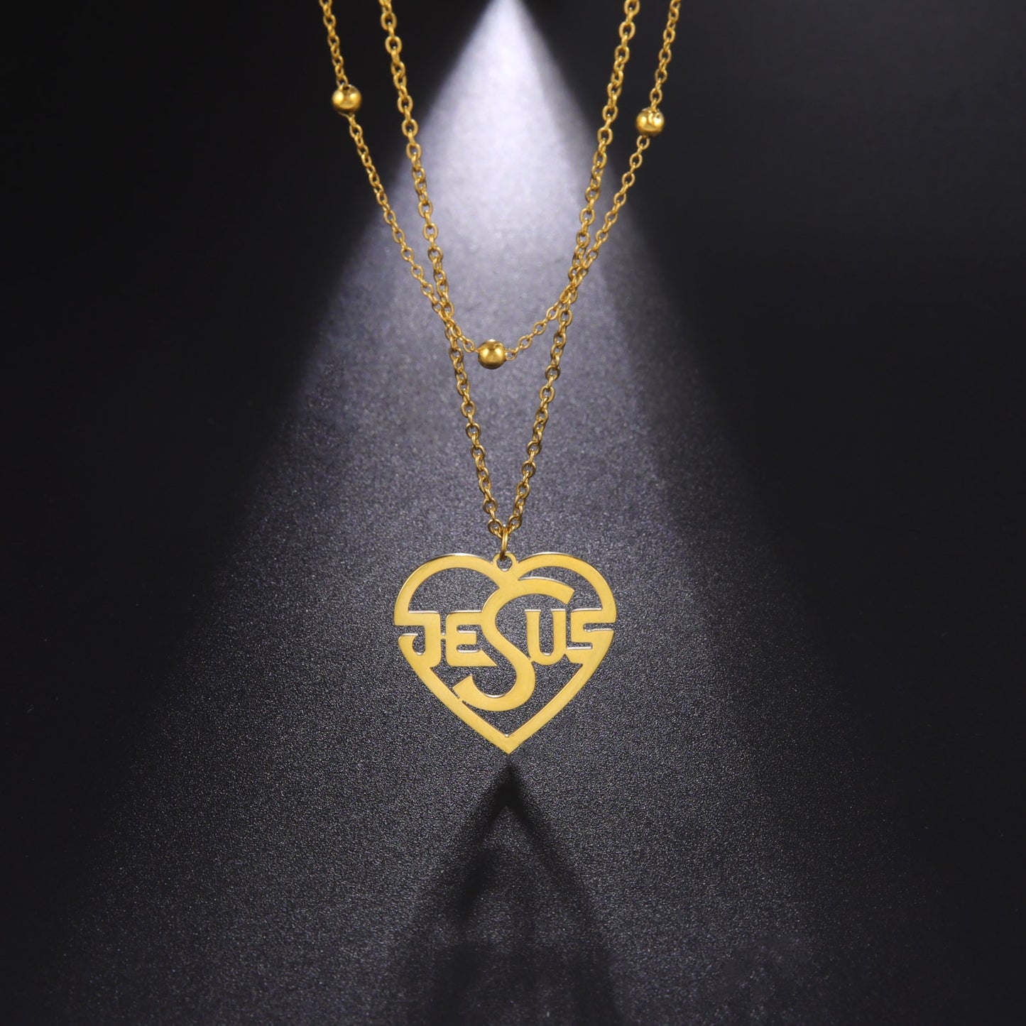 Women's Fashion Heart-shaped Titanium Steel Double-layer Necklace With Letters