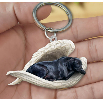 New Unique Dogs And Cats Sleeping Angel Pendant Car Key Ring