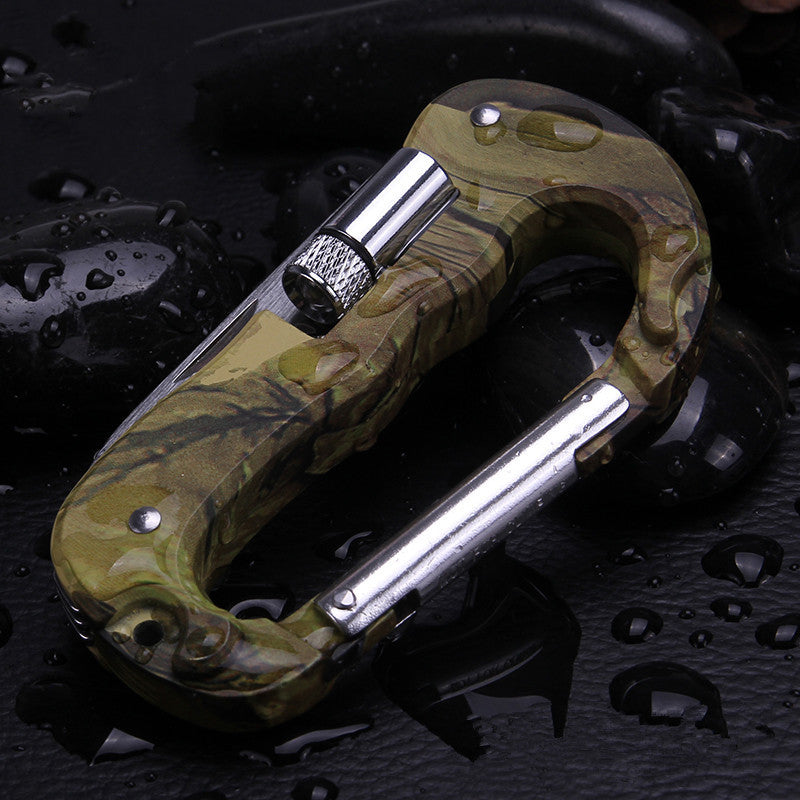 Couteau à fermoir de Camouflage, tournevis de scie, outils d'extérieur multifonctionnels, mousqueton d'escalade, dégaines rapides, mousqueton en aluminium 5 en 1