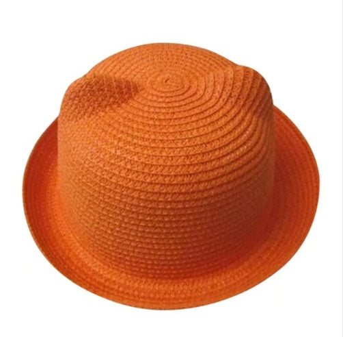 Chapeau d'été coréen oreilles de chat mignon, chapeau de paille, chapeau de soleil