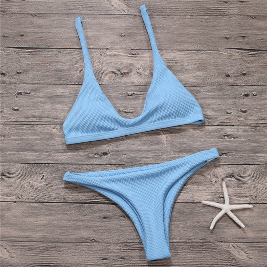 Bikinis sexys para mujer, traje de baño sólido, traje de baño, conjunto de Bikini, traje de baño, ropa de playa 