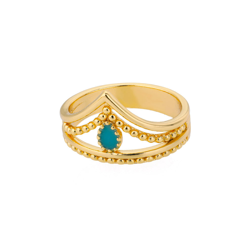 Crown Green Double Layer Hollow Ring