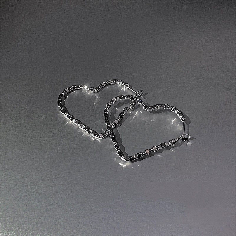 European And American Minimal Art Irregular Heart Large Earrings