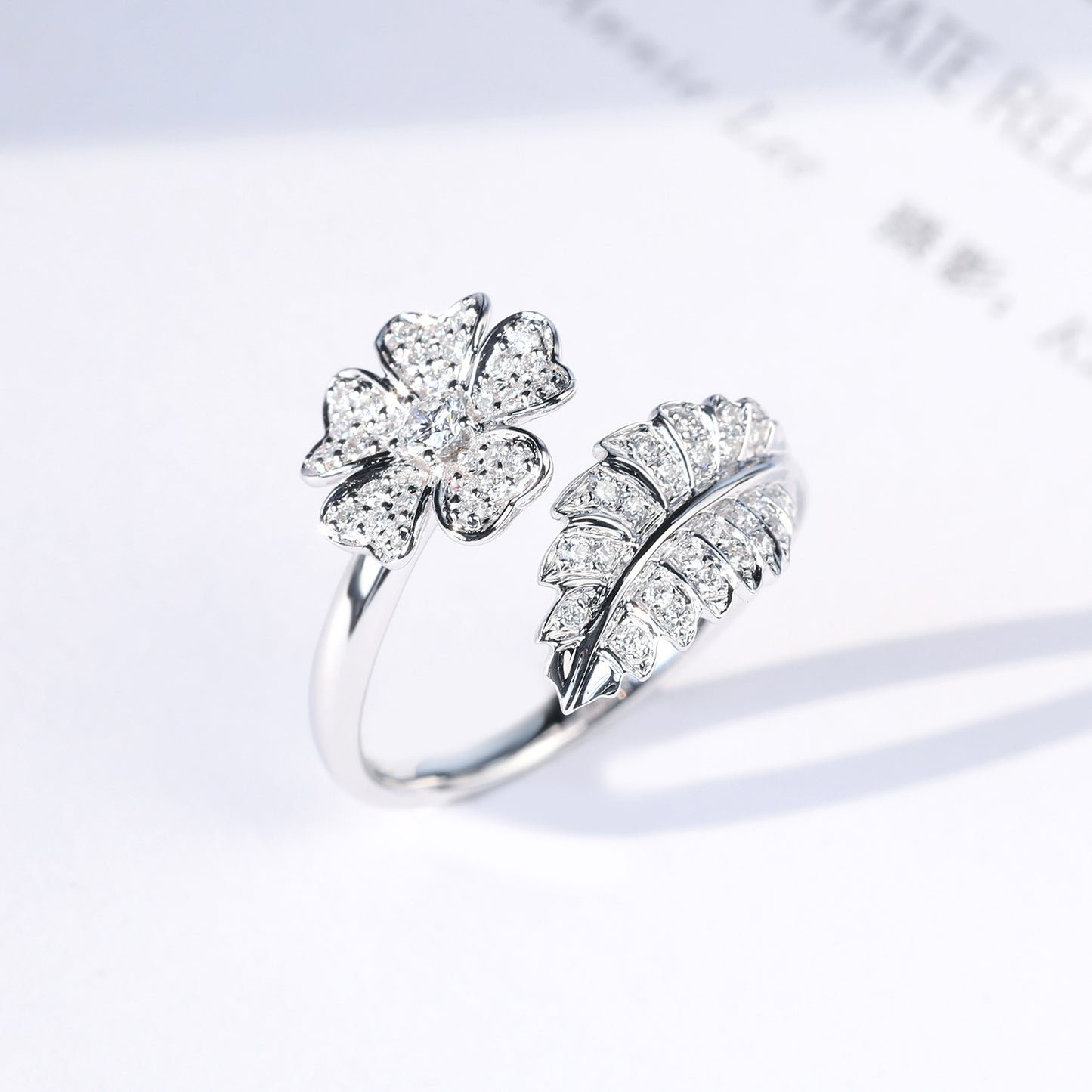 Bague fleur créative mode grande fleur bague pleine diamant