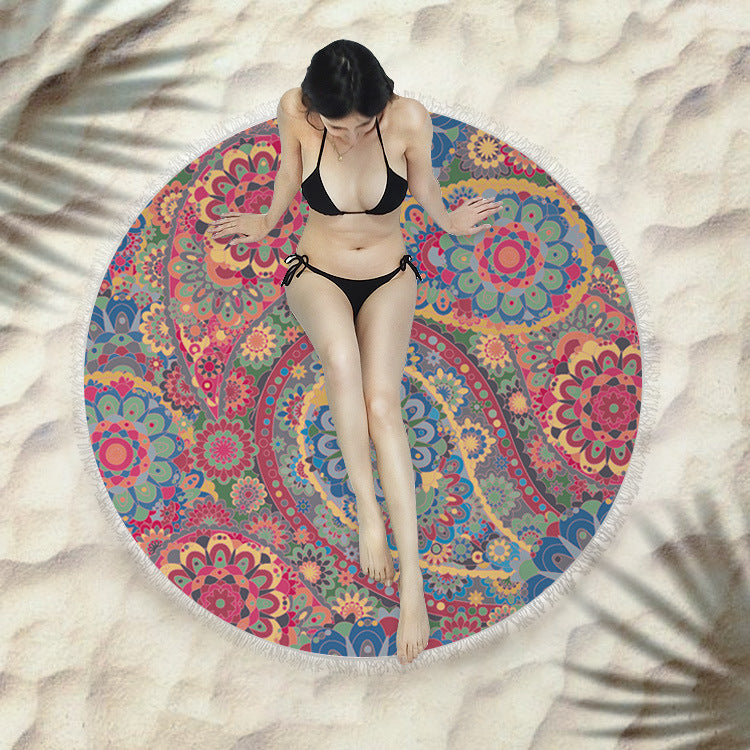 Serviette de plage à franges serviette de bain ronde serviette de plage
