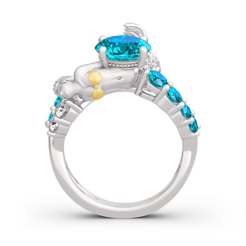 Bague ouverte sirène bicolore à la mode