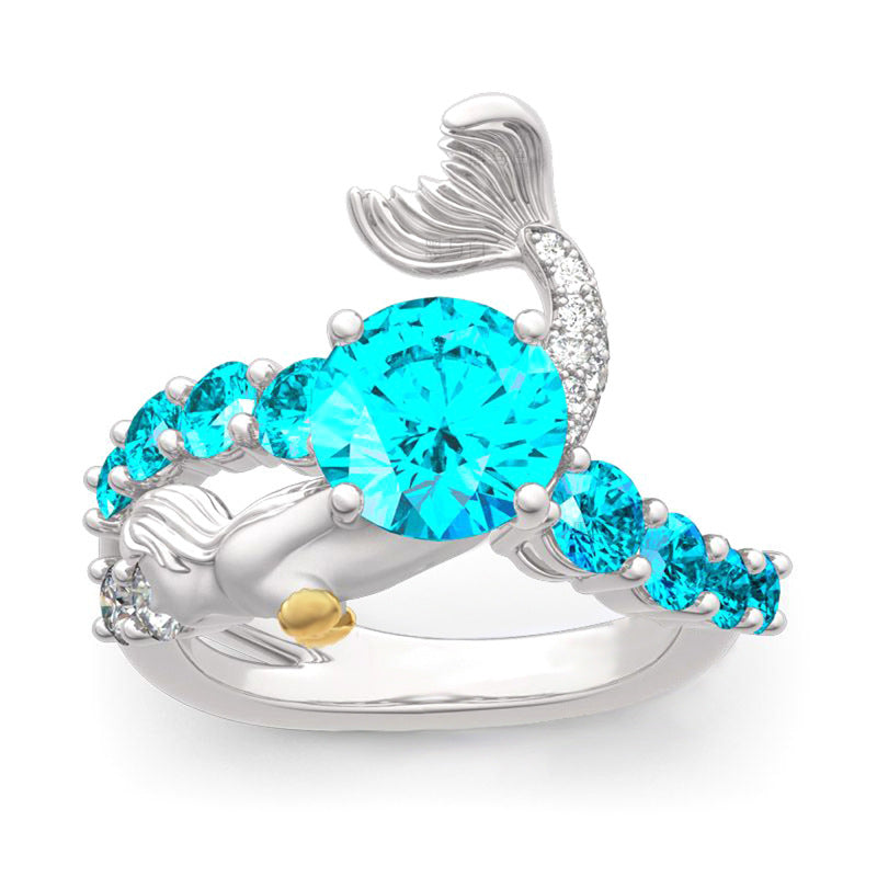 Bague ouverte sirène bicolore à la mode