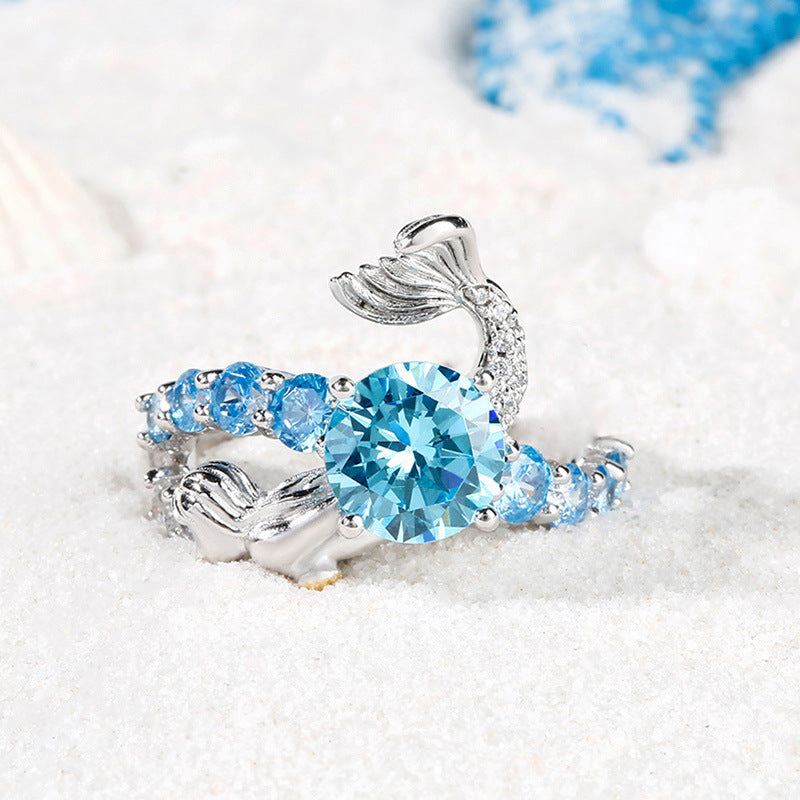 Bague ouverte sirène bicolore à la mode
