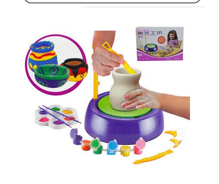 Bginners – Kit de roues de poterie, jouets artisanaux pour enfants, avec peintures et outils, bricolage, Pots en argile, ensemble de roues de poterie, cadeaux pour enfants