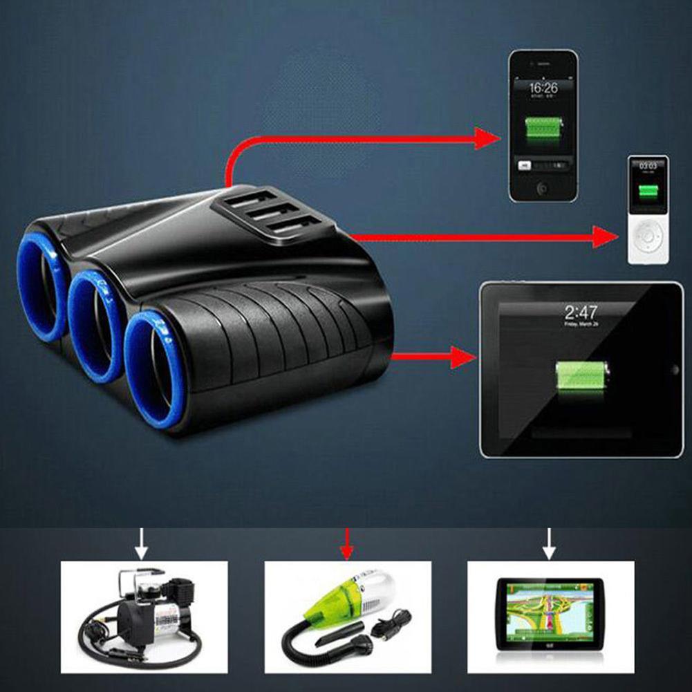 Encendedor de cigarrillos para coche, carga de teléfono móvil de alta potencia, USB Dual multifuncional, 120W