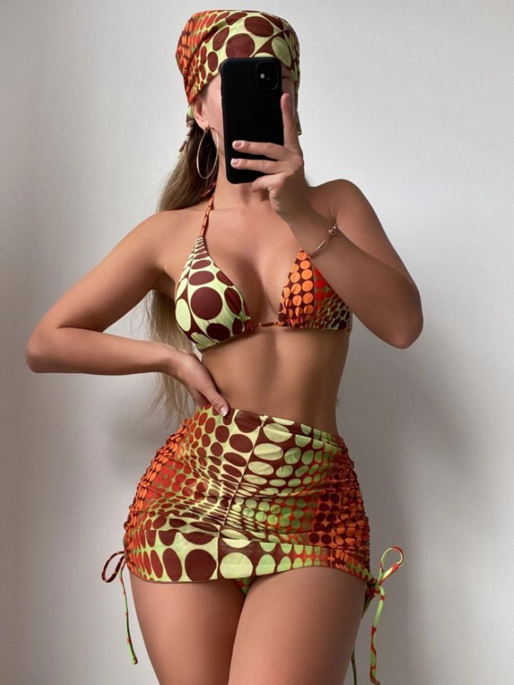 Maillot de bain bikini fendu imprimé pour femme
