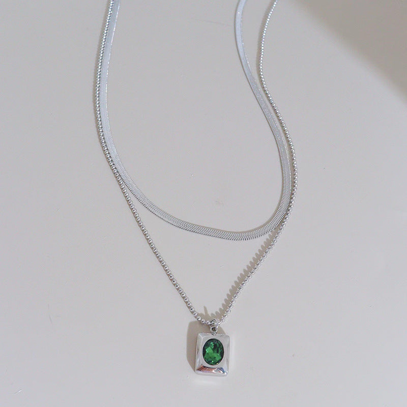 Collier à double clavicule simple, européen et américain, double couche