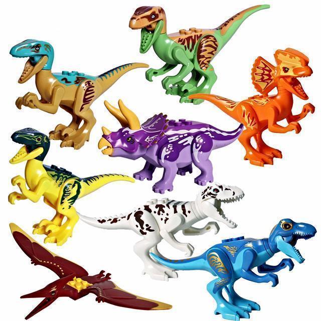 Bloques de construcción de dinosaurios coloridos jurásicos, rompecabezas para niños, montaje e inserción de juguetes para niños
