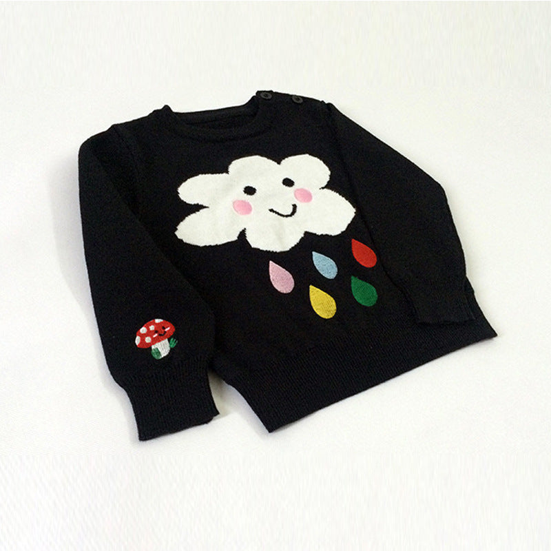 Cárdigan de invierno para niñas, suéter para niños, diseño de bolas, cárdigans tejidos para bebés, suéter informal para niños pequeños, suéter de lana para niñas