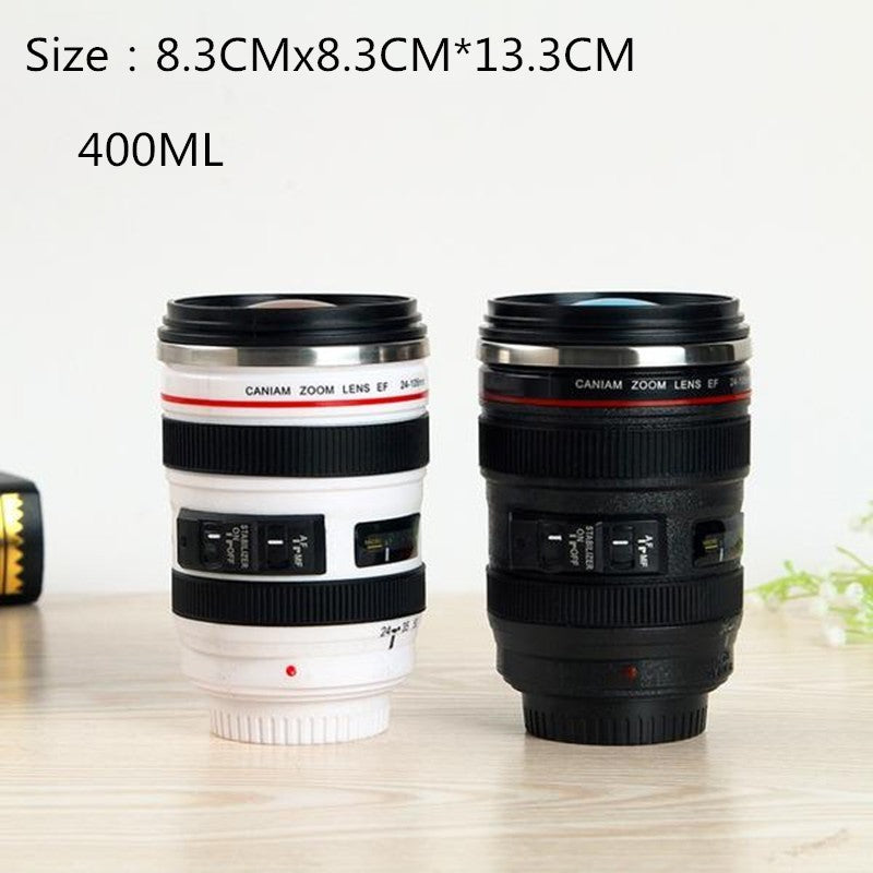 Tasse de voyage pour objectif d'appareil photo en acier inoxydable