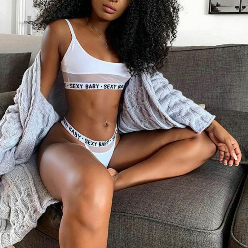 Bikini fendu lettres ajourées sexy
