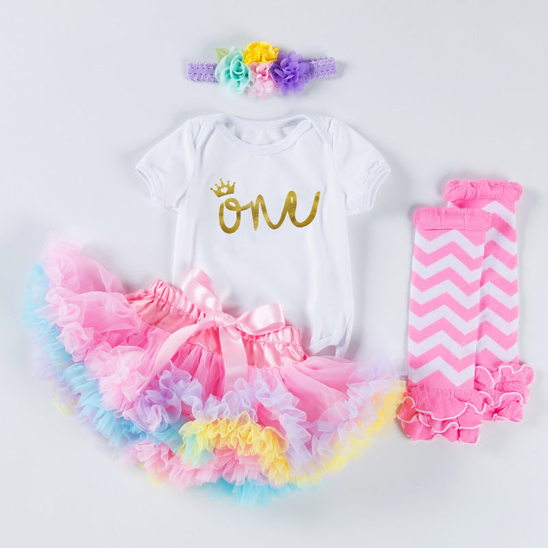 Robe d'anniversaire pour bébé fille, barboteuse alphabet