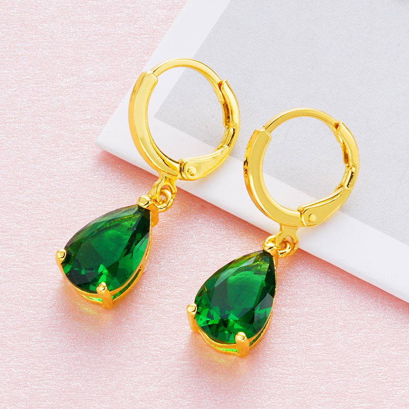 Boucles d'oreilles en zircon plaqué or 24 carats pour femme