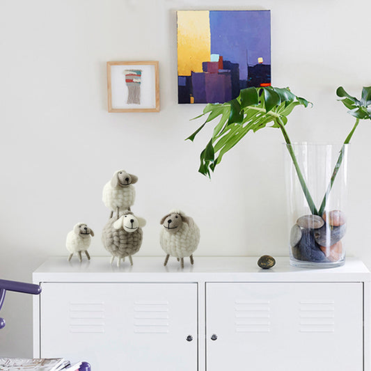 Figurines miniatures de mouton en feutre, décoration de la maison, fournitures de fête de vacances, accessoires