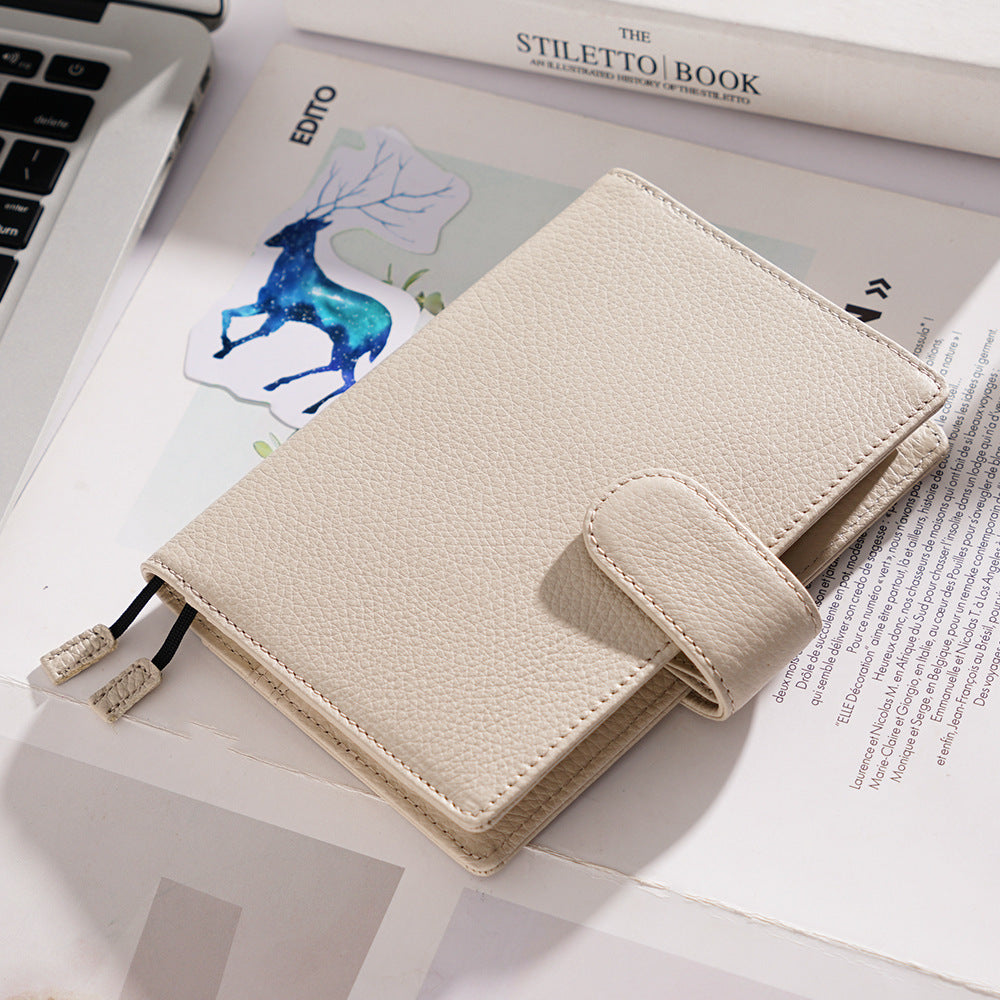 Cuaderno de cuero con patrón de lichi, capa principal de piel de vaca, diario de hojas sueltas A6