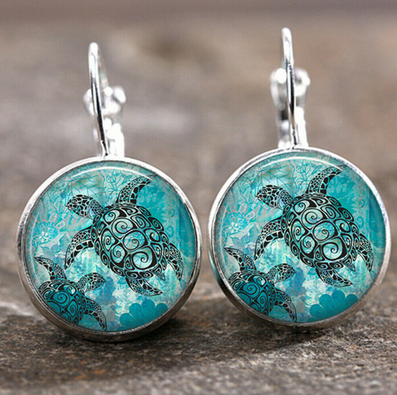 New Time Stone Pendant Moon Angel Earrings